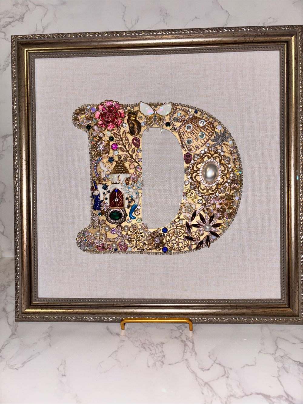 Gold Embellished 12x12 Letter 'D' Wall Art - Decorative Home Accent